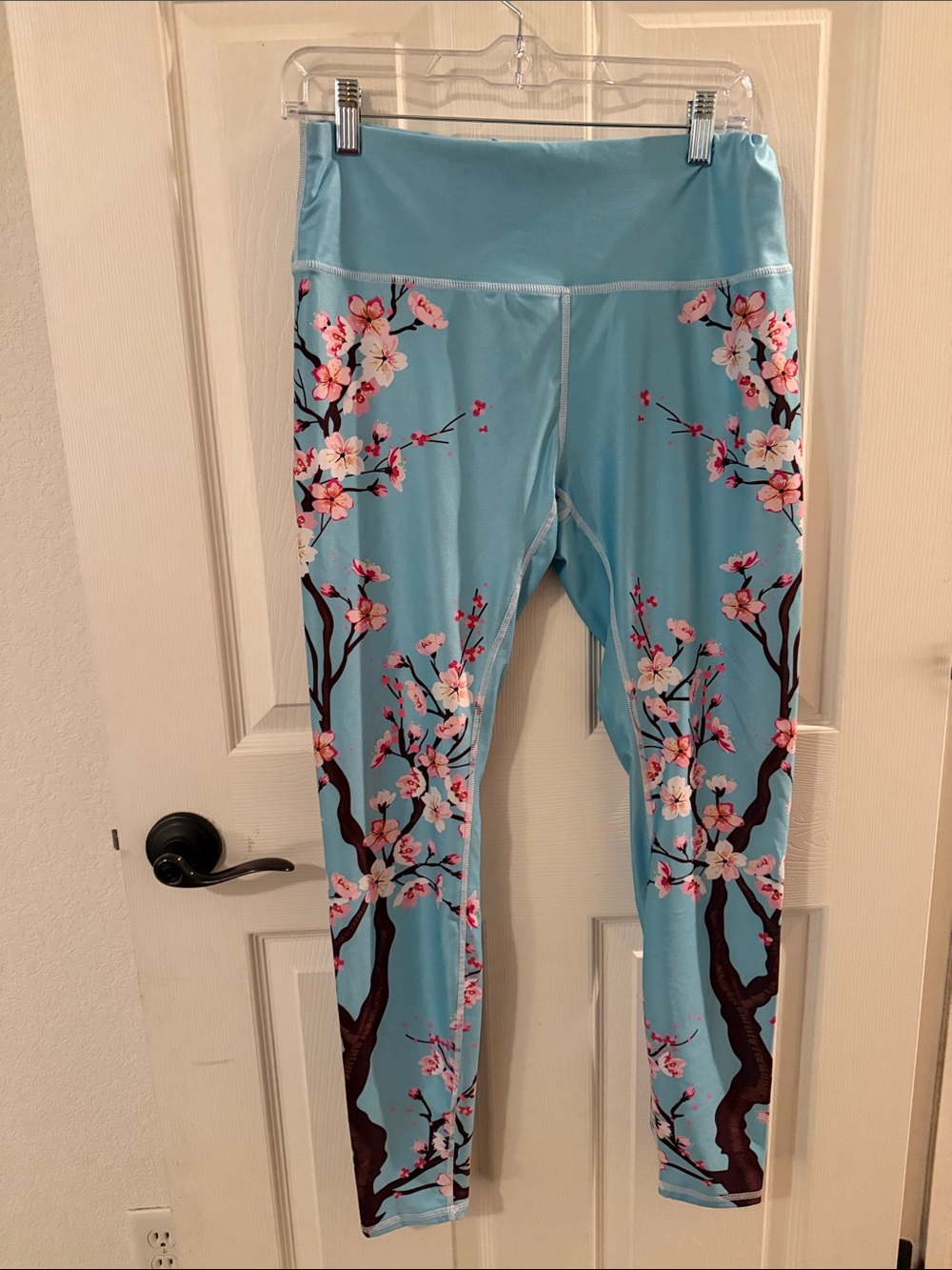 Sky Blue Cherry Blossom Leggings